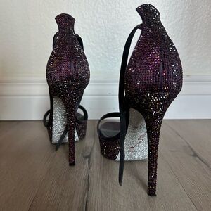 Rene Caovilla Glittering Purple and Silver Stilettos
